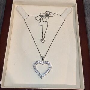 Sparkling Silver Heart Necklace